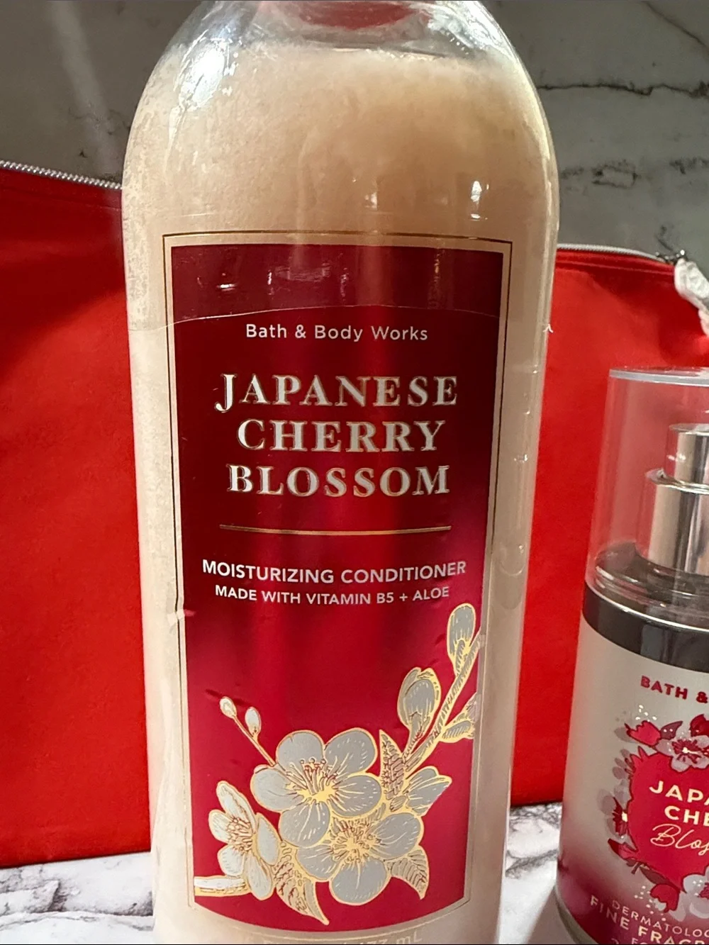 BBW Japanese Cherry Blossom Conditioner - Body Mist - Lancome Cosmetics Bag Set